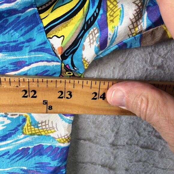 Anne Pinkerton Shirt Womens Medium Multicolor Silk Hawaiian Surfer Scenic 90s - Picture 5 of 16
